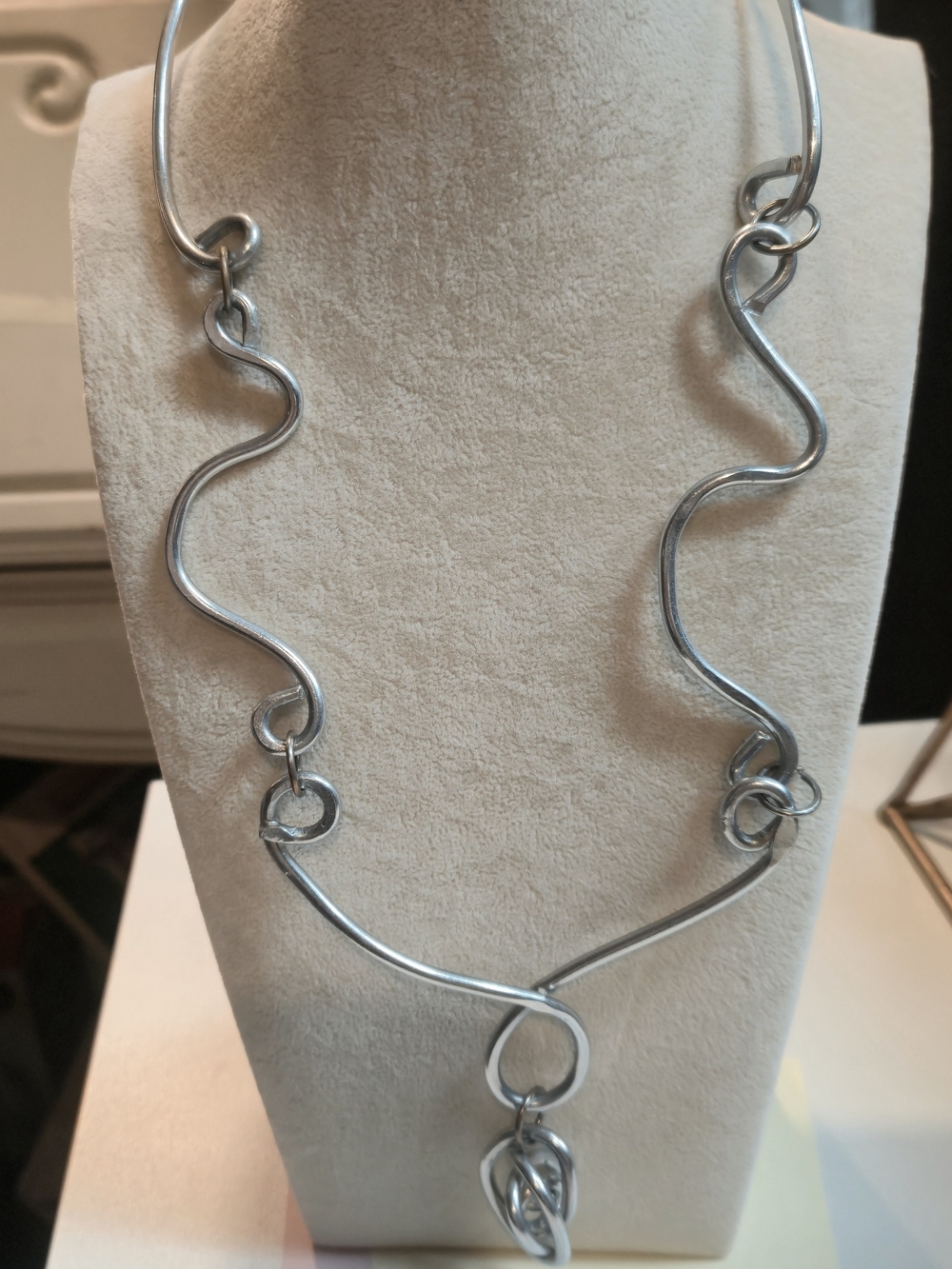 Silver Wavy Pendant Necklace - Women Jewelry